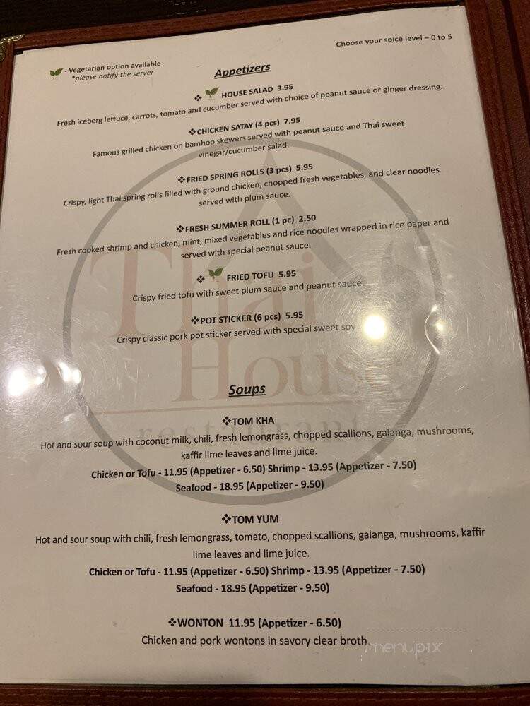 Thai House - Lacey, WA menu_pic