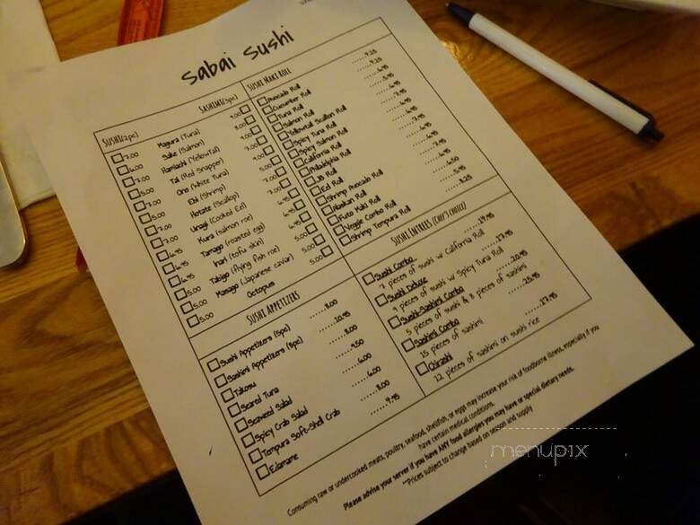 Sabai Sabai - Middlebury, VT menu_pic