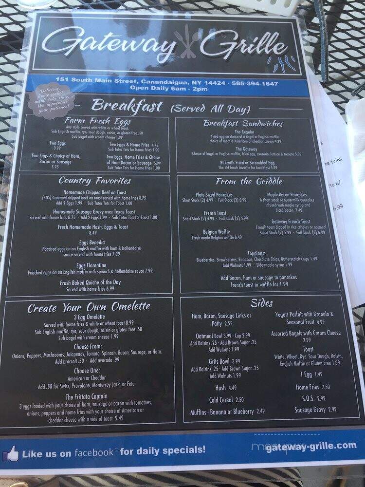 Gateway Grille - Canandaigua, NY menu_pic