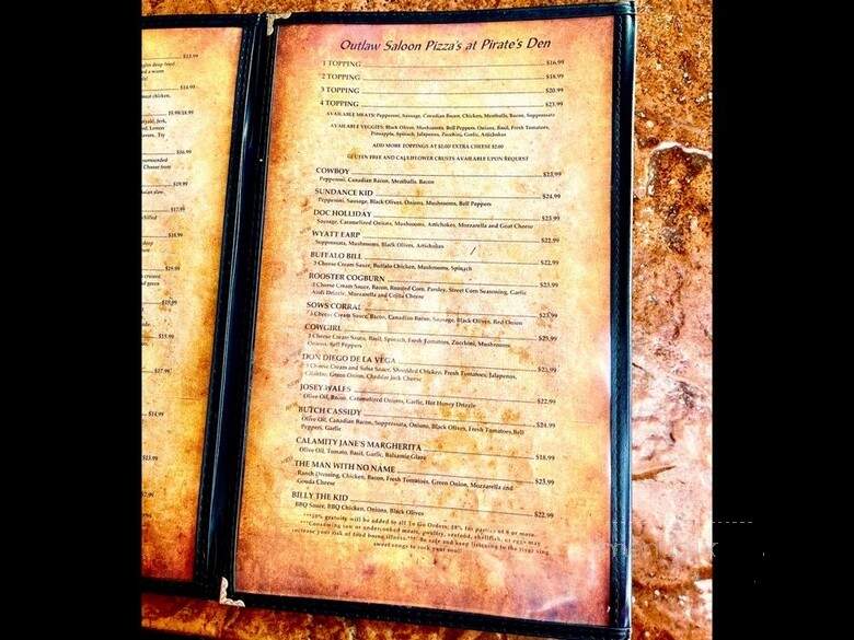 Thirsty pirate beach bar - Parker, AZ menu_pic