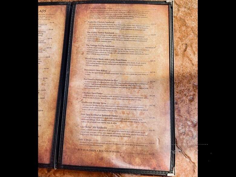 Thirsty pirate beach bar - Parker, AZ menu_pic