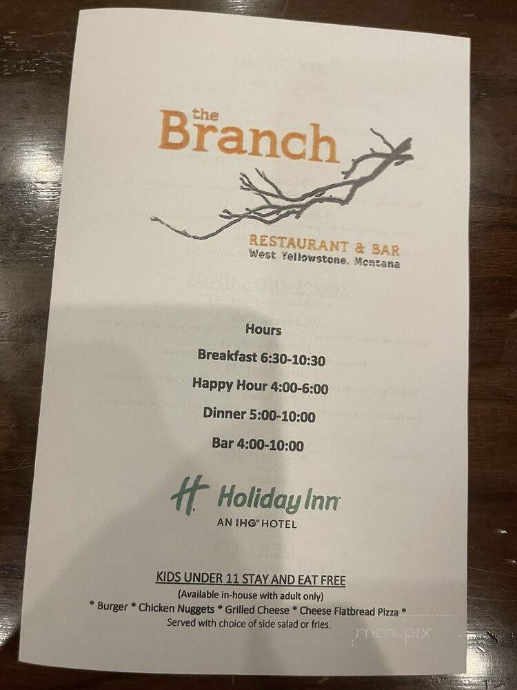The Branch Restaurant Bar at The Holiday Inn - West Yellowstone, MT menu_pic
