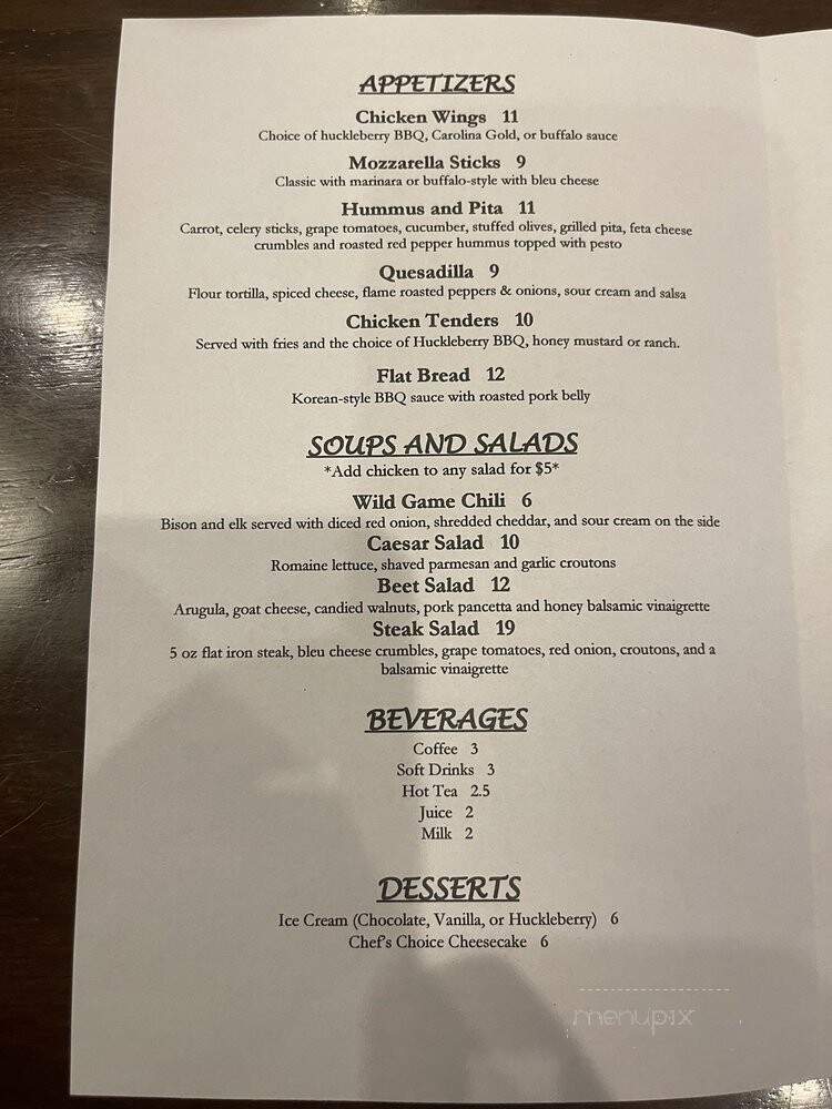 The Branch Restaurant Bar at The Holiday Inn - West Yellowstone, MT menu_pic