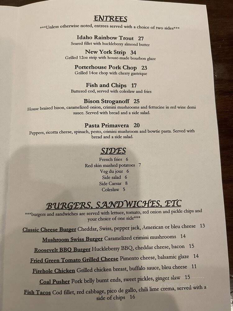 The Branch Restaurant Bar at The Holiday Inn - West Yellowstone, MT menu_pic