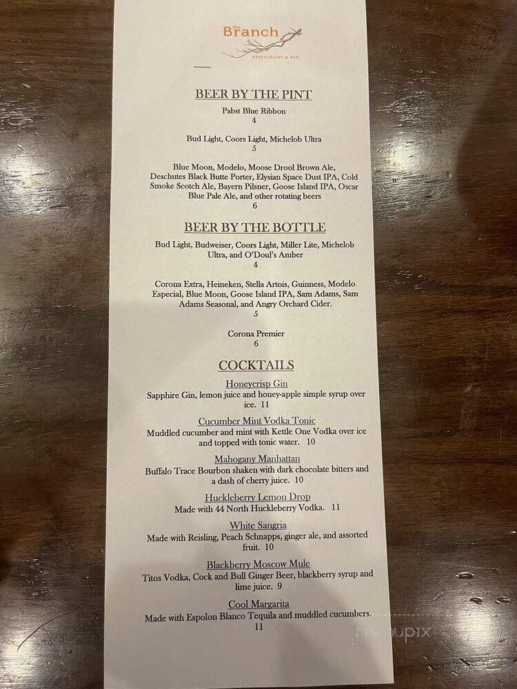The Branch Restaurant Bar at The Holiday Inn - West Yellowstone, MT menu_pic