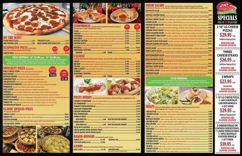 Zio Pizza Palace Grill - Philadelphia, PA menu_pic