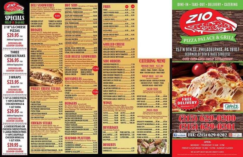 Zio Pizza Palace Grill - Philadelphia, PA menu_pic