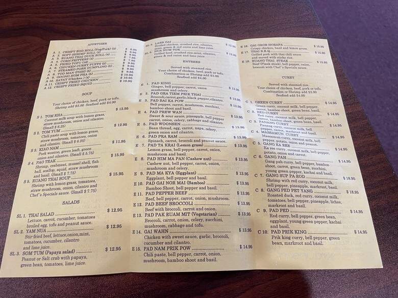 Ruang Thai - Plano, TX menu_pic