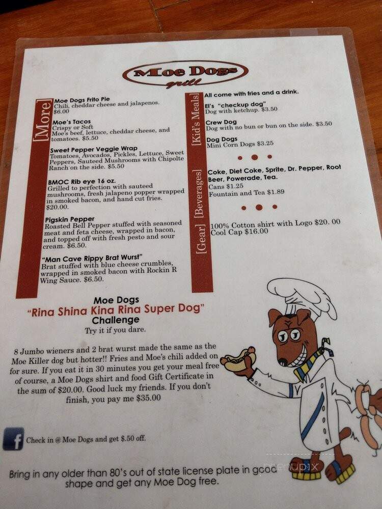 Moe Dogs Grill - Amarillo, TX menu_pic