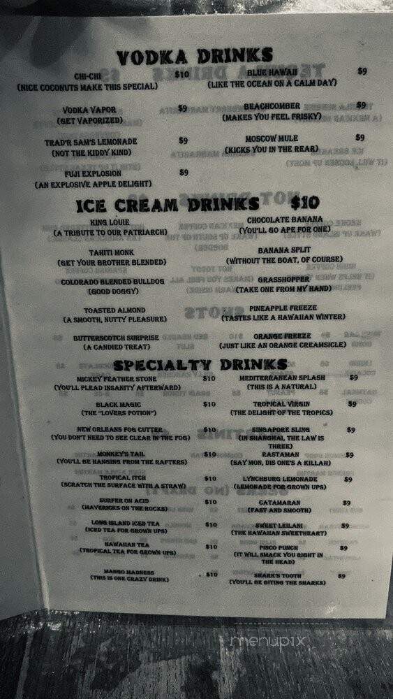 Trad'r Sam's - San Francisco, CA menu_pic