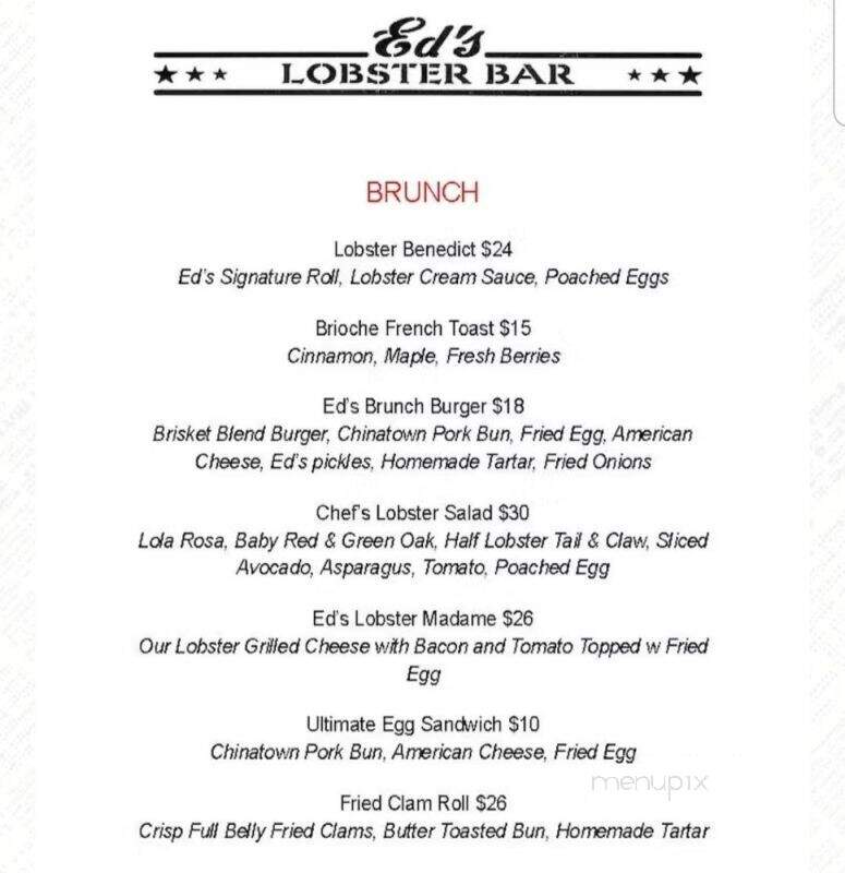 Ed's Lobster Bar Annex - New York, NY menu_pic