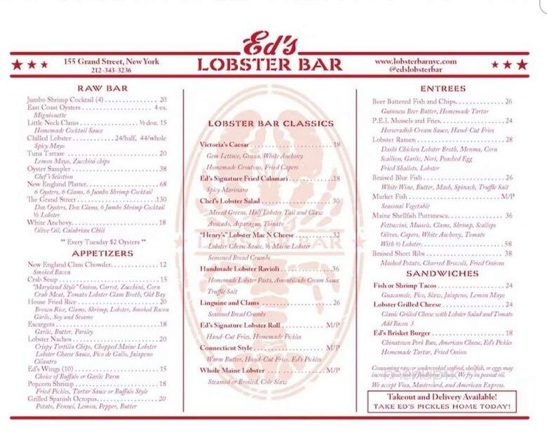 Ed's Lobster Bar Annex - New York, NY menu_pic