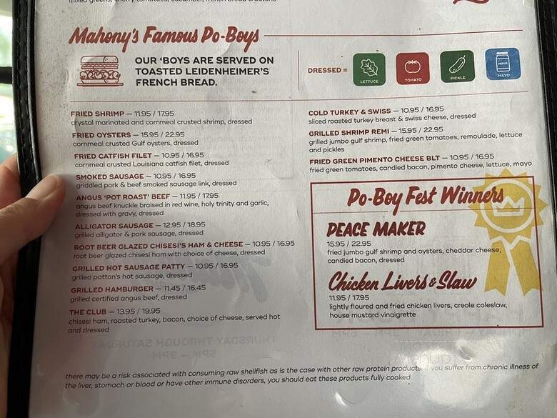 Mahony's PO Boy Shop - New Orleans, LA menu_pic
