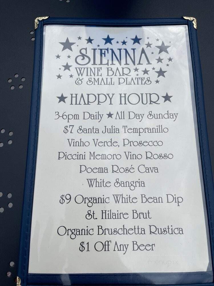 Sienna Wine Bar and Small Plates - Denver, CO menu_pic