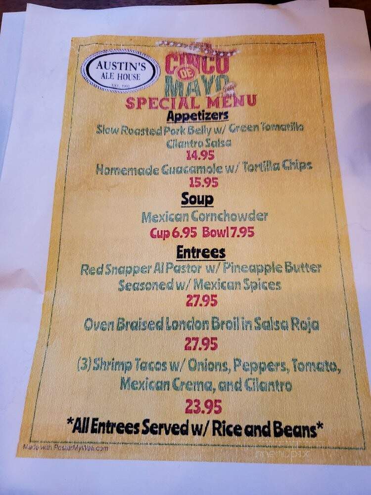 Austin's Steak and Ale House - Kew Gardens, NY menu_pic