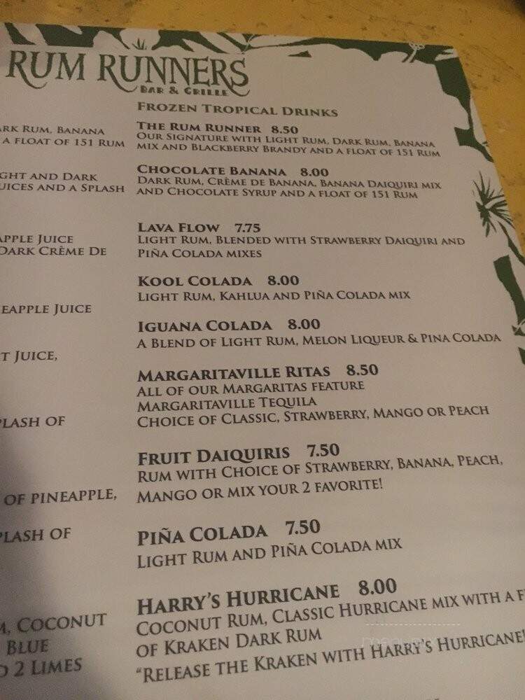 Rum Runners Bar & Grille - St Pete Beach, FL menu_pic