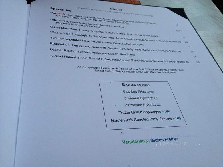 Art Bar - Cambridge, MA menu_pic