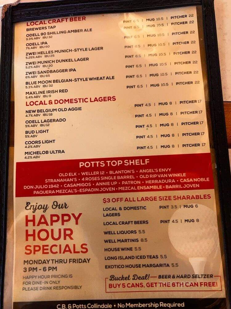 CB & Potts - Fort Collins, CO menu_pic