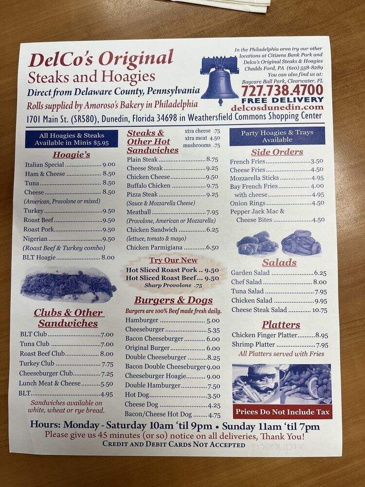 Delcos Original Steak & Hoagies - Dunedin, FL menu_pic