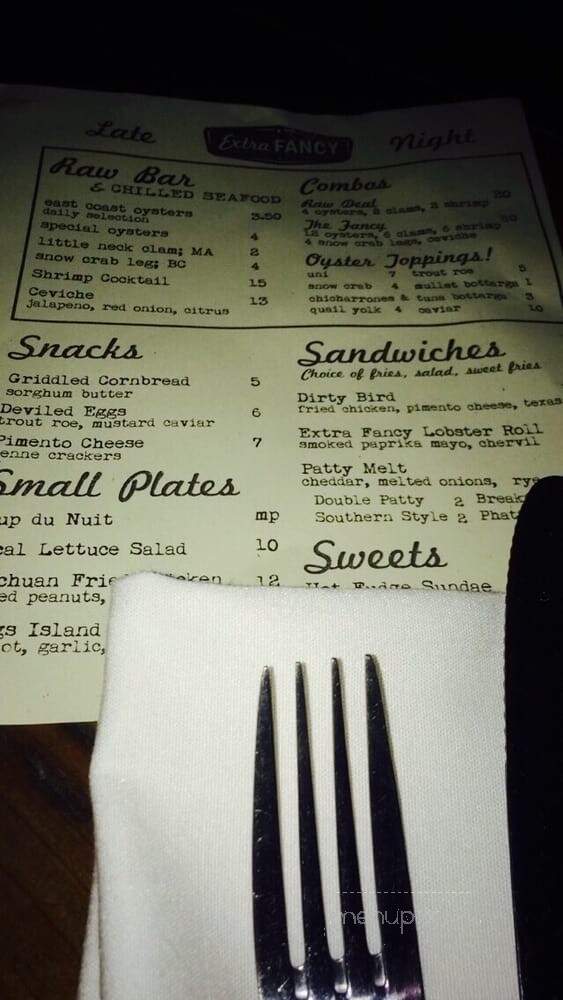 Extra Fancy - Brooklyn, NY menu_pic