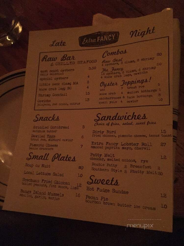 Extra Fancy - Brooklyn, NY menu_pic