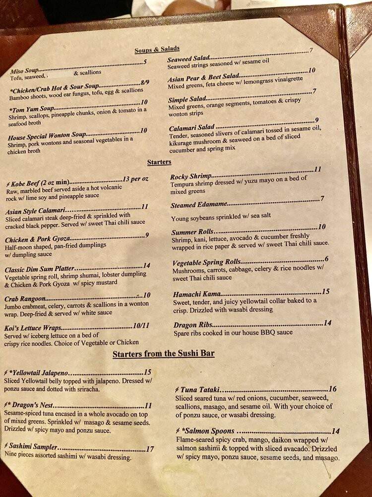 Imperial Koi Bistro & Sushi Ba - Greensboro, NC menu_pic