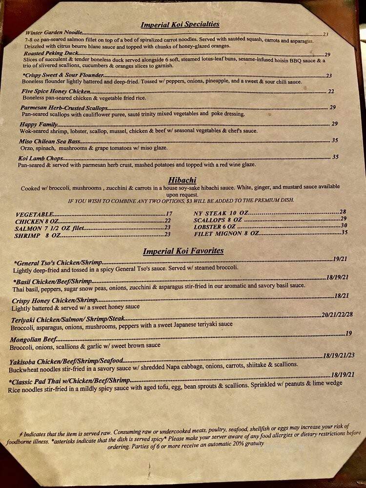 Imperial Koi Bistro & Sushi Ba - Greensboro, NC menu_pic