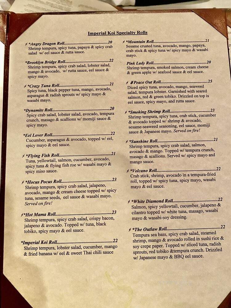Imperial Koi Bistro & Sushi Ba - Greensboro, NC menu_pic