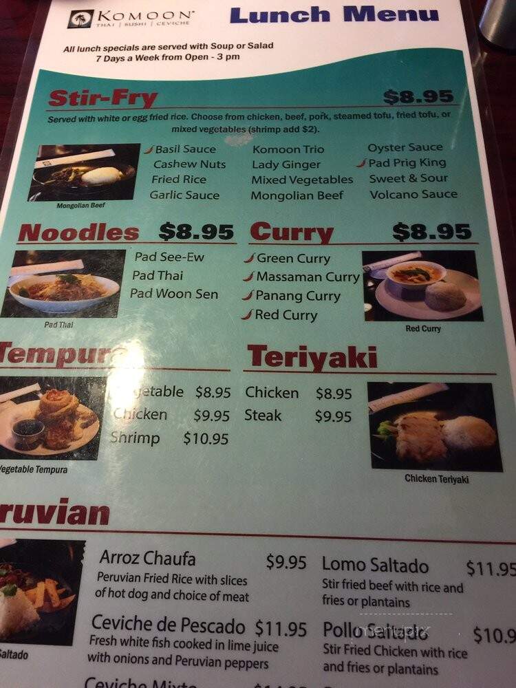 Komoon Thai Sushi & Ceviche - Naples, FL menu_pic