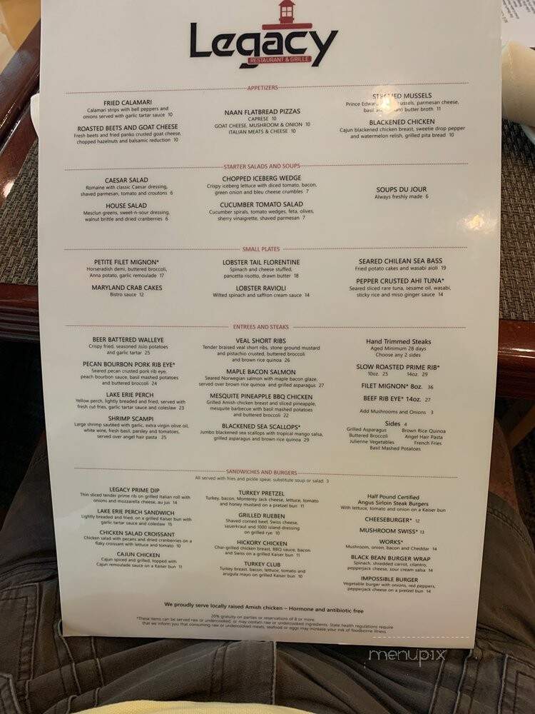 Legacy Club Restaurant and Grill Room - Avon Lake, OH menu_pic