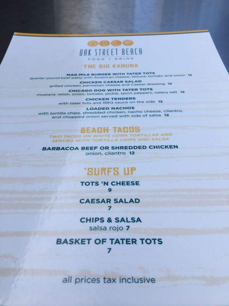 Oak Street Beach - Chicago, IL menu_pic