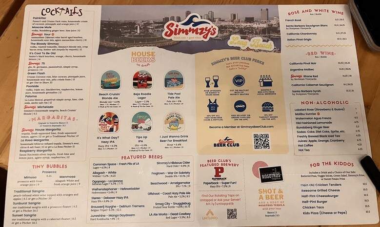 Simmzy's - Long Beach, CA menu_pic