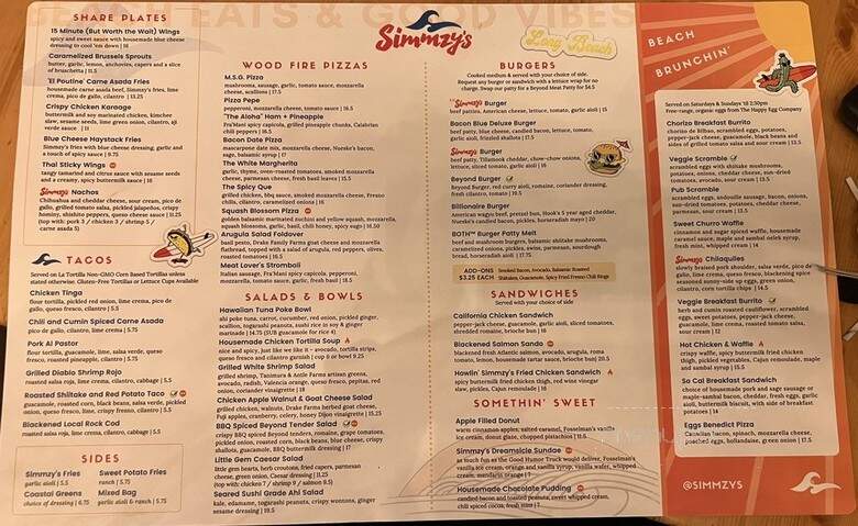 Simmzy's - Long Beach, CA menu_pic