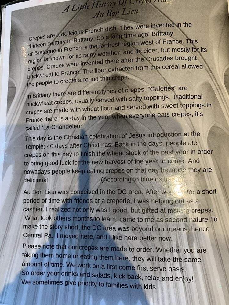 Au Bon Lieu - Harrisburg, PA menu_pic