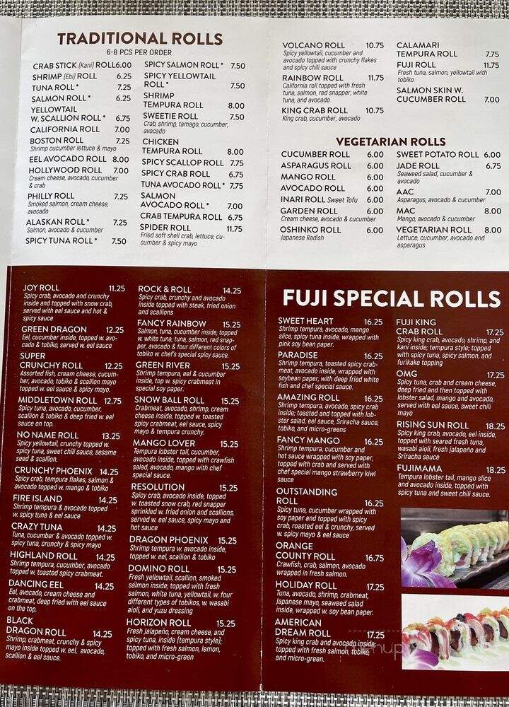 Fuji Steakhouse - Middletown, NY menu_pic