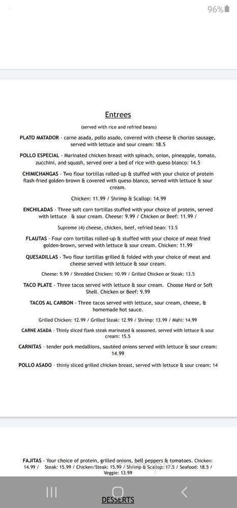 El Centro Classic Mexican Food and Drink - Winchester, VA menu_pic