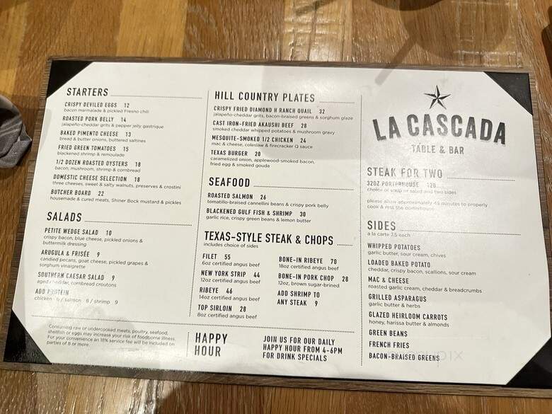 La Cascada - Boerne, TX menu_pic