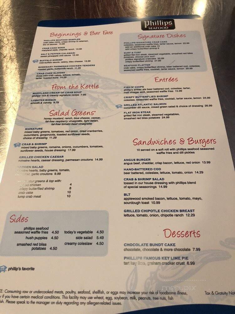 Phillips Seafood - Middletown, PA menu_pic