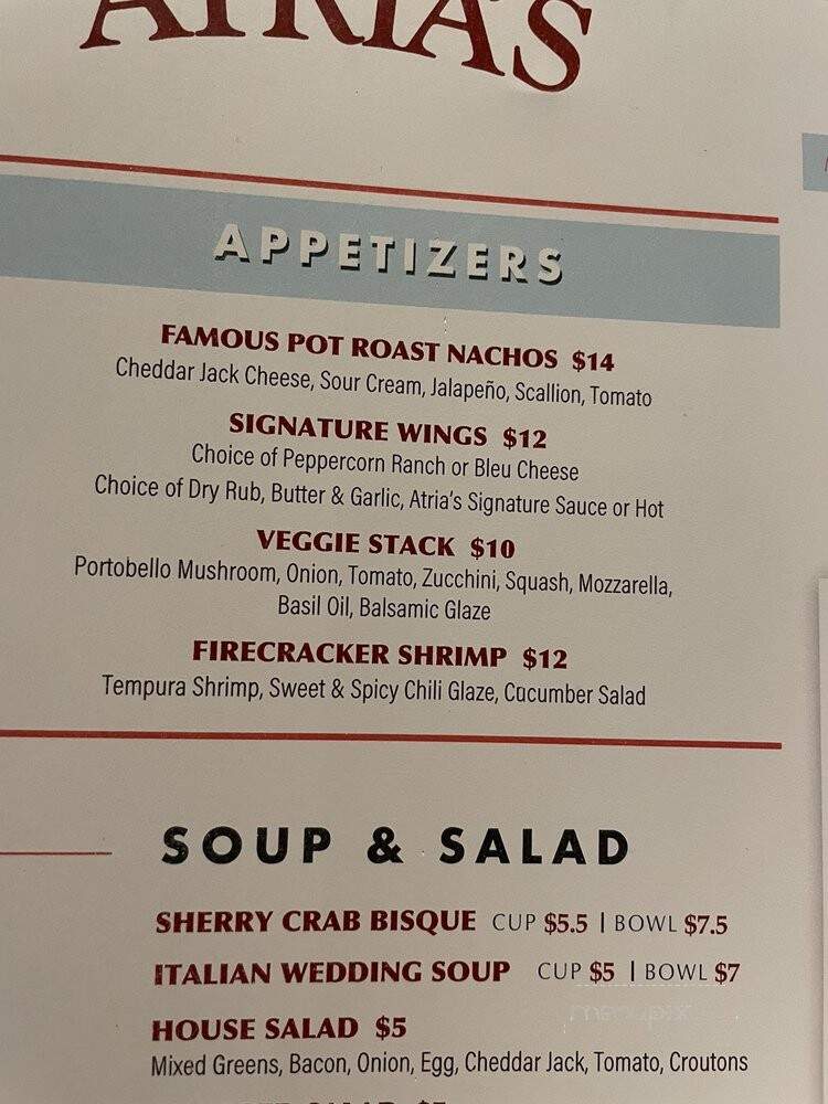 Atria's Restaurant & Tavern - Pittsburgh, PA menu_pic