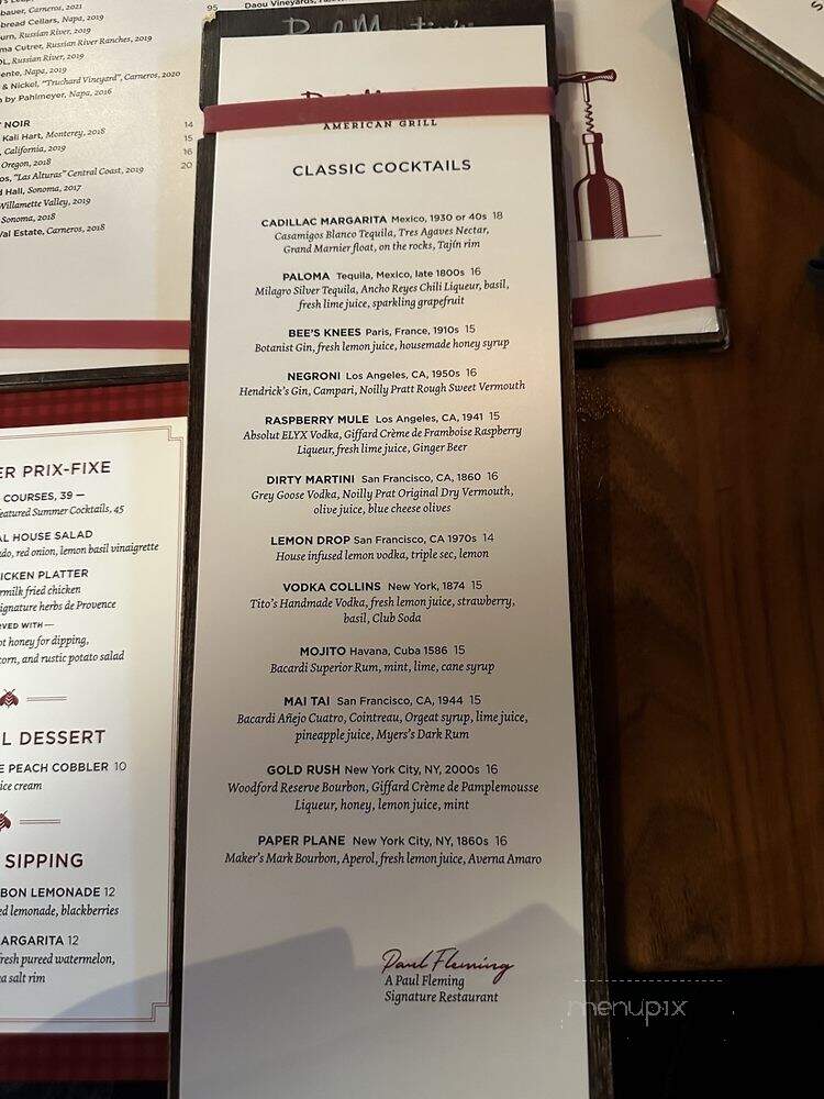 Paul Martin's American Grill - Westlake Village, CA menu_pic