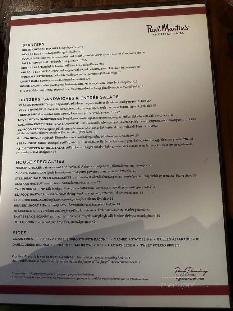 Paul Martin's American Grill - Westlake Village, CA menu_pic