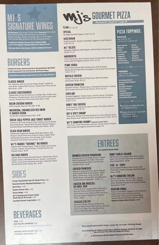 MJ's Pizza Bar & Grill - Middletown, NJ menu_pic