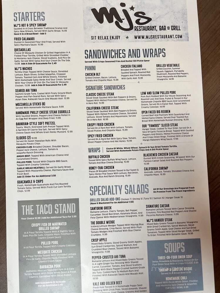 MJ's Pizza Bar & Grill - Middletown, NJ menu_pic