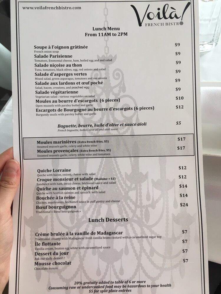 Voila! French Bistro - Scottsdale, AZ menu_pic