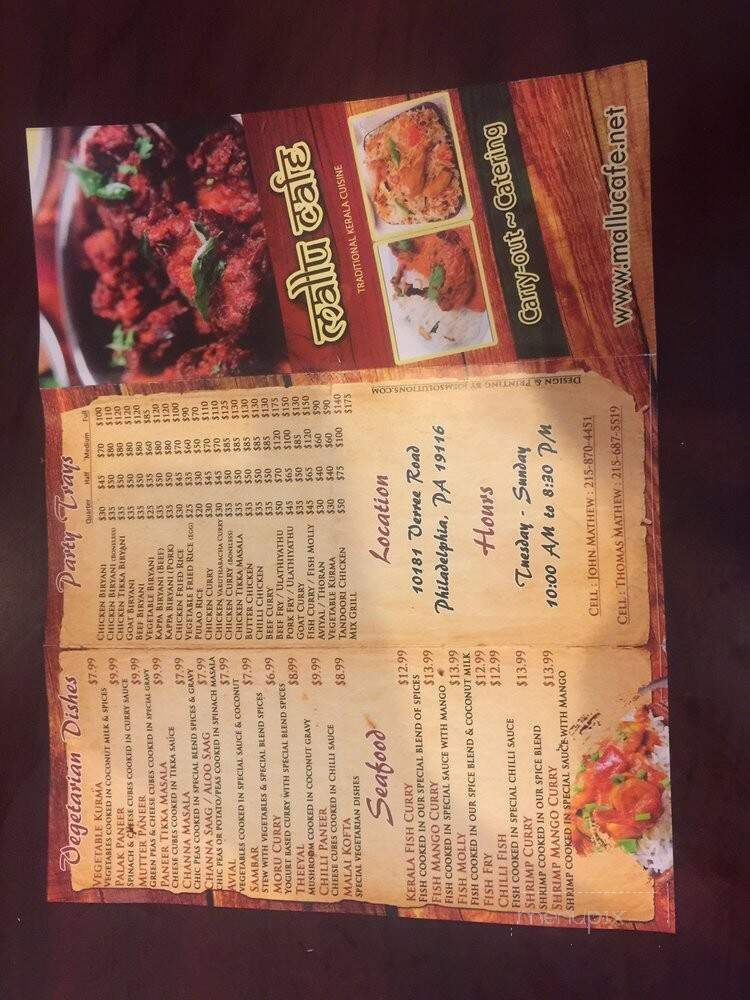 Mallu Cafe - Philadelphia, PA menu_pic