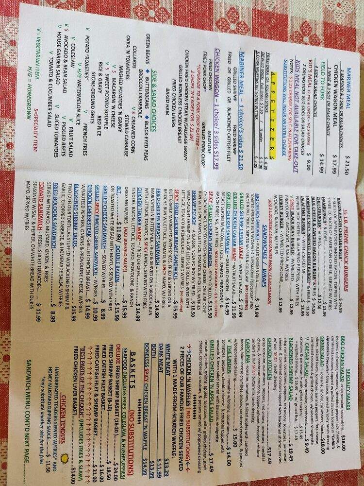 Cahill's Chicken Kitchen - Bluffton, SC menu_pic