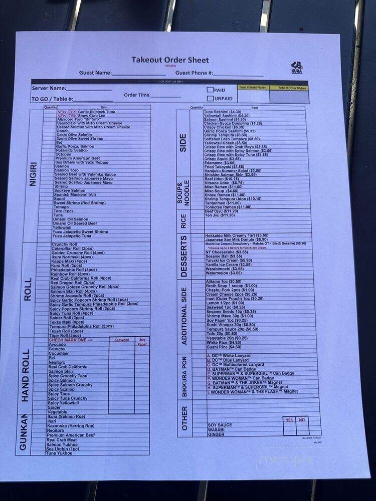 Kula Revolving Sushi Bar - Brea, CA menu_pic
