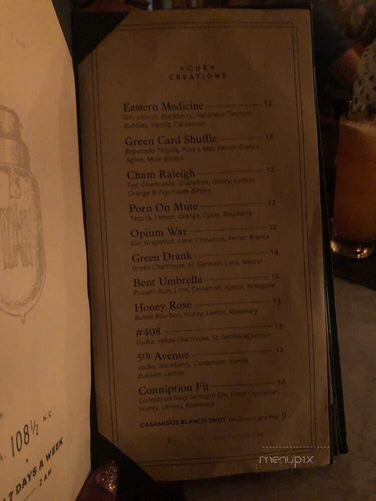 The Architect Bar and Social House - Raleigh, NC menu_pic