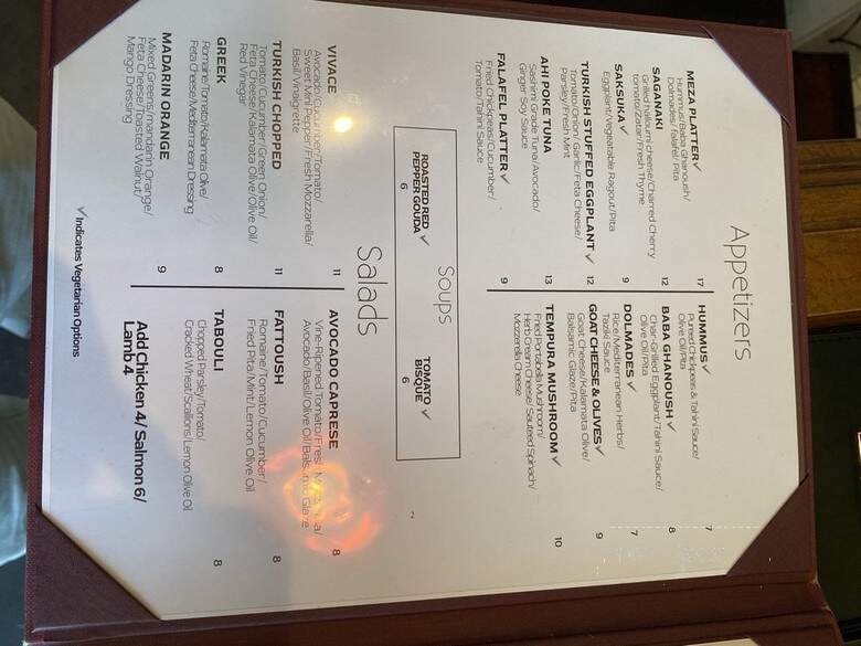 Vivace Mediterranean cuisine - Bentonville, AR menu_pic
