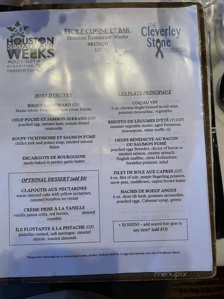 Etoile Cuisine et Bar - Houston, TX menu_pic